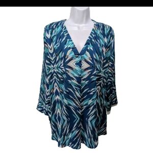 NWT a n.a Printed Popover Shirt Blouse Tunic Top Mature 3X